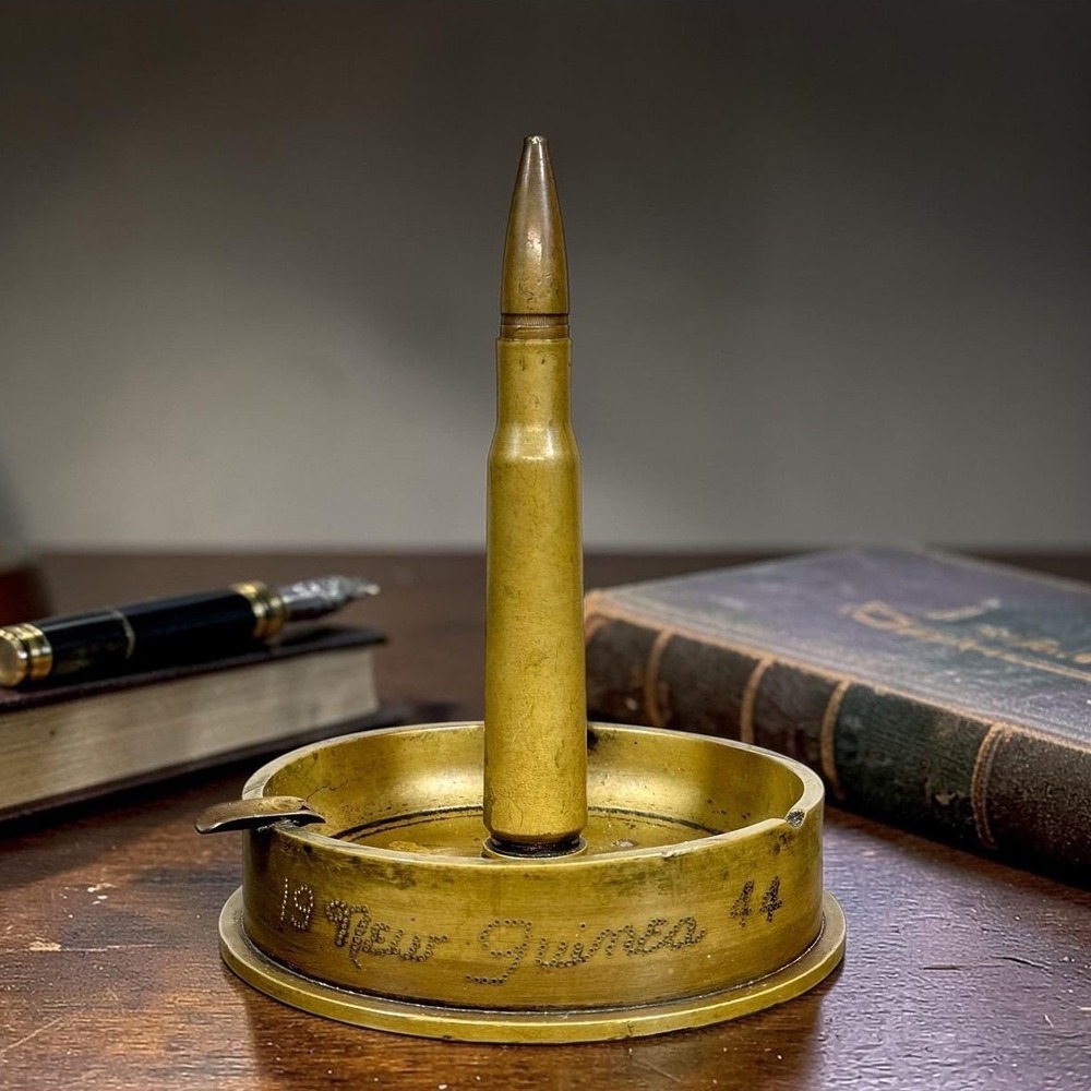 Handmade Trench Art Ashtray Brass Good 1944 New Guinea WWII Shell Casing‎